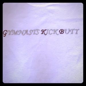 Gymnasts kick butt sparkle bling tee